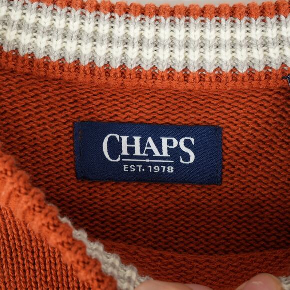 Chaps Ralph Lauren Sweater Mens Large Cotton Knit Crew Neck Orange - Picture 4 of 9